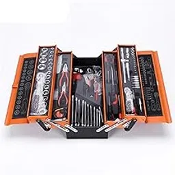 SNE 85 In 1 Tool Kit Including Metal Toolbox And Organizer Heavy Duty Socket Set 5 Tray Cantilever Toolbox, Multicolor image 1