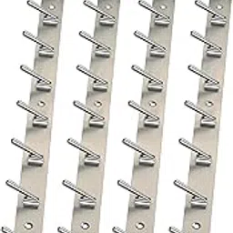 REDON Stainless Steel 8 Pin Bathroom Clothes Hanger | Hanger for Door | Clothes Wall Mounted,| Hooks Rail for Hanging Door Hook Hanging Keys,Cloth,Towel, Accessories (Pack of 4) image 1
