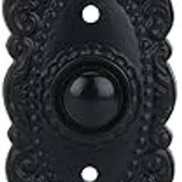 Wired Iron Doorbell Chime Push Button Vintage in Black Powder Coat Finish Vintage Decorative Door Bell with Easy Installation, 3 3/8''X 1 5/8"-picture-20