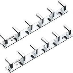 JAGGER JAG332 Wall Mounted Stainless Steel Wall Hooks for Hanging Cloth/Towel Hangers/Key Ring Holder/Door Hangers/Hook Rail/Bthroom Hanger [ Combo Pack of 2 ] (Silver, 6 Hook Hanger)-image-96