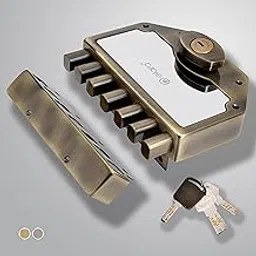 Elara Deadbolt Septabolt 2CK Door Lock, Rim Lock, Dead Bolt for Home, Door Locks for Main Door with 4 Reversible Brass Keys (Antique, EDL-15, Septabolt, Ultra Key)-image-43