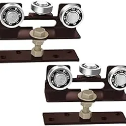 QUORA Metal Craft Triple Ball Bearing Sliding Door Roller | Heavy Duty Steel Bracket with Silent Smooth Wheels for Door (2 Pcs)-picture-11