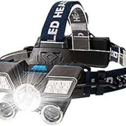 5 Light Ultra Bright LED Flashlight,Zoomable Rechargeable Headlamp Torch Weatherproof Spotlight Rechargeable for Camping Cycling Trekking (Black)-picture-32