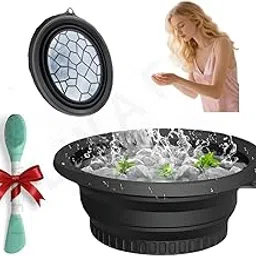 Silicone Face Ice Bath Bowl Facial Folding with Built-In Ice Tray & 2 in 1 Facial Cleansing Brush (Free) for Skin Tightening, Acne Relief & Anti-Inflammation Use for Home, Travel & Camping-picture-11
