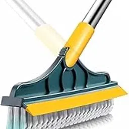 divyakshi Bathroom Cleaning Brush with Wiper 2 in 1 for Tiles and Floor - 120° Rotate Long Handle Scrub Brush for Home Kitchen-image-15