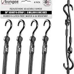 THE PERFECT BUNGEE - 36" Adjust A Strap, Adjustable Polyurethane Bungee Strap, UV Resistant, Made in USA, up to 2x Stretch, 4 Pack, Black-picture-11