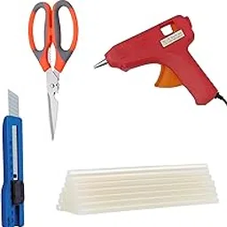 40W Hot Glue Gun (Red) with Glue Sticks (Pack of 20,), Scissor & Cutter, Mini Craft Glue Guns with Carry Case for School DIY Arts, and Home Repair (Transparent, Pack of 10)-picture-23