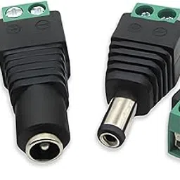 JUKR Male Female 24V, 12V, 9V, 5 Volts (5A Rating) DC Power Barrel Connector Terminal (2.1 mm x 5.5 mm) for Home CCTV, Car Rear View Camera Monitor, Service Centers, LED Strip Connectors (10 Pairs)-picture-25