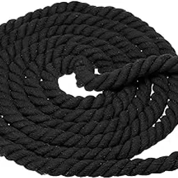 ESSELKAY 1CM Thick x 15 Feet Natural Twisted 3-Strand Cotton Rope | Heavy Duty Black Rope for Crafts, Railings, Home Decor, Tug of War, DIY Projects-picture-24