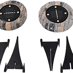 Troddle Disk Lights Slate – Outdoor Solar Pathway Lights with 4 LED (2 Pc) – Durable & Weather-Resistant for Pathways & Gardens-image-58