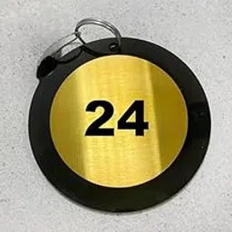 Black with Gold acrylic Keychain number - 24-60mm x 60mm | Installation Type: Strong Doubled Sided Tape On Backside and Also Included Screws-picture-14