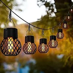 Zyvola 8 Pack Waterproof Solar Hanging Lanterns - Outdoor Flickering Flame Garden Lights for Patio, Pathway & Yard D√©cor-picture-23