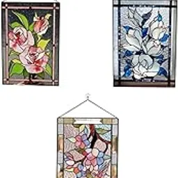 MERISHOPP Set of 3 Acrylic Stained Glass Window Hangings Panel Suncatch with Chain Style 4|Home & Garden|Home D?©cor|Suncatchers & Mobiles-image-43