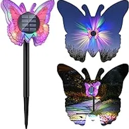 VGYVGYCC Solar Garden Lights - Upgraded Solar Butterfly Light, Ground/Wall 2 in 1, Lights Waterproof IP67,Garden Yard Patio Backyard Pathway Landscape Fence Wall Decoration, Multicolor (1 Pack)-picture-25