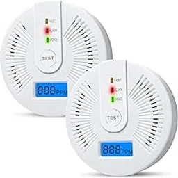 2 Pack Carbon Monoxide Detectors,CO Detectors Battery Powered,Carbon Monoxide CO Alarms with Light&Digital Display for Home,Bedroom,Kitchen,Office-image-36