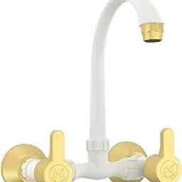 RN PTMT Plastic Sink Mixer | Hot & Cold Basin Mixer Tap |Wall Mixer for Bathroom Wash Basin & Kitchen | White-Bright-Gold-Dual_RNPRB37A18 | 5 Year Warranty-picture-24