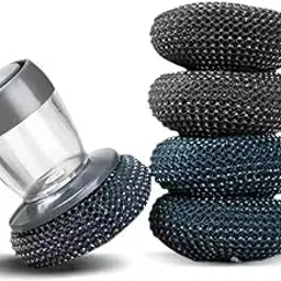 Raptas (𝟓 𝐘𝐞𝐚𝐫 𝐖𝐚𝐫𝐫𝐚𝐧𝐭𝐲) Multi-Purpose Kitchen Scrubber Round Sponge Scourer Balls with Handle and Storage Box for Dishwashing, Scrubbing Pots, and Surface Cleaning-image-96
