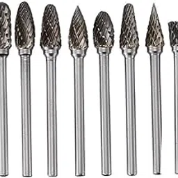 Generic 10Pcs 1/8 inch Shank Tungsten Carbide Rotary Burr Drill Bits Set Wood Stone Metal Root Carving Milling Cutter Power Tools, Round-picture-23