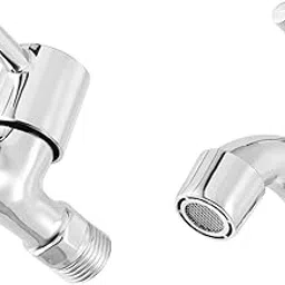 SELLZY Stainless Steel Base Bib Cock Water Tap – 1/2", 15mm – ABS Plastic Head Faucet for Kitchen, Bathroom & Wash Basin – Hot & Cold Water Compatible – Set of 2 (Silver)-picture-28