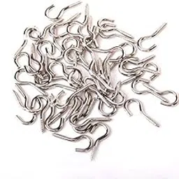 Merishopp 4x 50pcs Dia. 6mm Screw Hook Eye Silver Curtain Net Wire Hook Spiral Metal Cup|Approx. 50Pcs Screw Hooks| Hooks & Hangers| Household Supplies & Cleaning-image-43