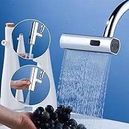 THEA Kitchen Faucet Head Replacement, 4 in 1 Universal Head for Kitchen Sink 360°Swivel Faucet Extender, Brushed Nickel For Wash Basin Taps Aerators For Washing Fruit, Vegetable-picture-23