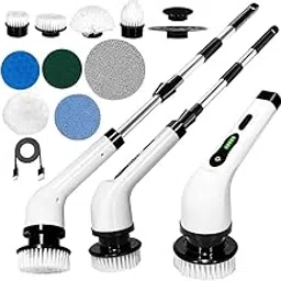 HobbyLobby Electric Spin Scrubber,Cleaning Brush Scrubber for Home, 350RPM/Mins- 7 Replaceable Brush Heads-90Mins Work Time,3 Adjustable Size,2 Adjustable Speeds for Bathroom Shower Bathtub Glass Car-picture-22