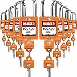TRADESAFE Lockout Tagout Lock Sets, 10 Orange Keyed Alike Unlimited Grouping Security Padlocks, 2 Keys Per Lock, OSHA Compliant Loto Locks, for Lock Out Tag Out Kits-image-37