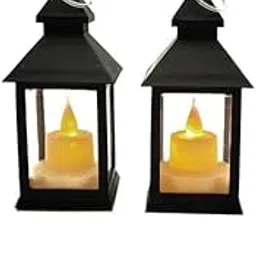 NOBILEA 2 Pcs Decorative Black Plastic Hanging Lanterns with Handle for Indoor/Outdoor Use, LED Compatible, Weather Resistant-picture-11