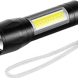 HBD SALES 2 in 1 Mini USB Rechargeable Emergency LED Torch Light with Adjustable 3 Focus Mode for Home, Camping, Night Cycling, Night Walking, Hiking Activities Torch- 9x3x3 cm (1 pc)-image-2