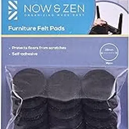NOW & ZEN Rubber Self Adhesive Round Furniture Felt Pads For Hard Surfaces - Non-Scratch Heavy Duty Furniture Leg Guards (28 Mm - Pack Of 18, Black)-image-66