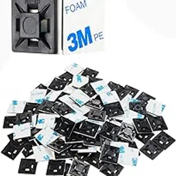 XHF 100 PCS 1.1" Black Self Adhesive Cable Zip Tie Mounts Wire Cable Clips Holders Management Anchors Organizer Holders Squares(HS-102)-picture-12