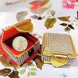VS Club 6 Piece Velvet Golden Shagun Cash Box | Decorative Gift Box for Money, Gaddi, Jewellery | Sagan Wedding Occasion Return Favors | Traditional Indian Marriage Lifafa Cover (SMALL Box 6)-picture-13