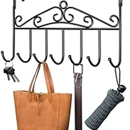 Joyrich Over The Door Hooks,Metal Over The Door Hanger with 7 Hooks,Door Hanger for Hanging Clothes, Towels, Key Black-image-68