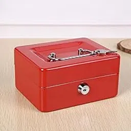 Lyla Metal Cash Storage Box with Key Lock for Stores, Lockers, Cabinets Versatile Red-image-10