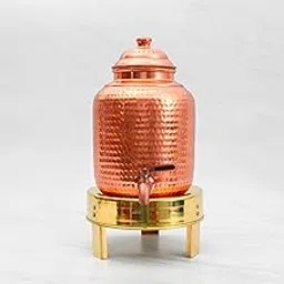 Healthsmith Pure Copper Pineapple Water Dispenser with Brass Stand | Leak Proof Water Dispenser with Tap & Brass Stand| Hammered Finish, 2.5 litres, 25 cm x 14 cm-image-28