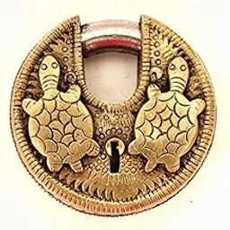 The Spiritual Living Brass Turtle Design Lock and Keys for Home | 3 Inch | 1 Lock with 2 Keys | Traditional Lock for Door | Tala AUR Chabi | Antique Vintage Lock | Lock for Door-picture-13