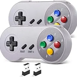 SAFFUN 2 Pack 2.4 GHz Wireless USB Controller Compatible with Super Famicom Game, iNNEXT SNES Retro USB PC Classic Controller for Windows PC MAC Linux Genesis Raspberry Pi Retropie (Multicolored Keys)-image-28