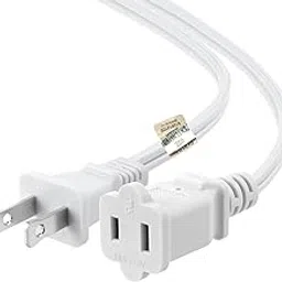 Polarized Extension Cable, Plug to Bushing, for NEMA 1-15P to NEMA 1-15R, White, UL Certified, Compatible with Devices Using NEMA 1-15P or NEMA 1-15R Plugs-picture-18