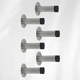 VMD, 3" Stainless Steel Silver MATT Door Stopper Back Door Silencer Stop & Door Stop Bumper with Rubber Pad, (7.5cm x 5cm x 2.5cm) (Pack of 6)-picture-23