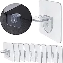 YTM Shelf Support Hooks Shelf Holder pegs Adhesive Pegs Punch Free Shelf Brackets for Wardrobe Cabinet Layer-Load Bearing Hooks (Pack of 10)-image-36