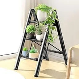 doodad Aluminium Step Ladder for Home Use ? 69 CM | Foldable 3 Step Ladder Small for Home Improvement & Decor | Portable Ladder for Easy Storage | Durable Black Color Portable Stairs for Home Use-image-90