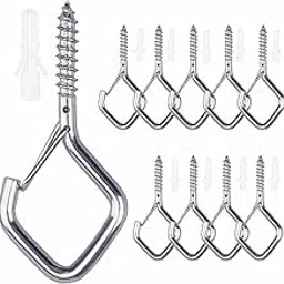 Sexoeie 10PCS Screw Hooks with Safety Buckle, Ceiling Hooks for Hanging Outdoor Plants, String Lights, Patio Lights, 2.36 Inches Silver-picture-13