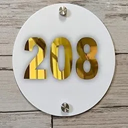 Room Number Plate No 208 | White Acrylic Number Plate Fixed On PVC Sticker with Double Side Tape On Backside-image-35