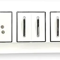 6 Modular White Plate Black Line with 1 Socket 1 Regulator and 3 Stylish Silver Switches-image-13