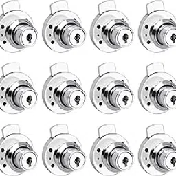 Xpert Multipurpose Round - Set of 12 Locks (15 Same Keys for All Locks) - Used for Drawer Lock with Master Key and Cupboard Lock (Furniture Lock) Made of Zinc-image-48