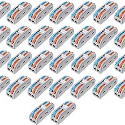 Besillia 30PCS Lever Wire Nut 2-2 Conductor Assortment Pack Conductor Compact Splicing Connector SPL 2-2 Lever Wire Nut Kit for Electrical Solid Stranded Flexible Wires (color)-image-86