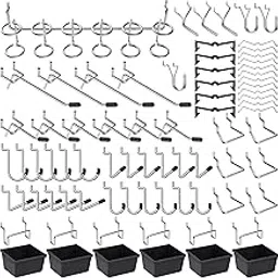 Pegboard Hooks Assortment, for Organizing Various Tools, with Pegboard Bins, 107 PCS, 48 of Which are Locks-picture-43
