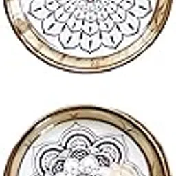 UJEAVETTE 2X Nordic Style Ceramic Small Dishes Circle Trinket Tray Gold Trim-image-87