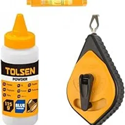 Tolsen Chalk Line Reel Set - Heavy Duty, Fast Rewind, Builders Chalk String Kit - 30m (100ft) Line with Spirit Level-picture-14