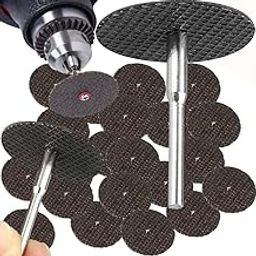 DIY Crafts Abrasive 32mm Metal Cutting Disc Grinder Rotary Tool Kit Resin Circular Saw Blade Wheel Cutting Sanding with 2 Mandrel Tools (Pack Of 10 Pcs, Multi, 2 Pcs Mandrel/Connecting Shank)-picture-0
